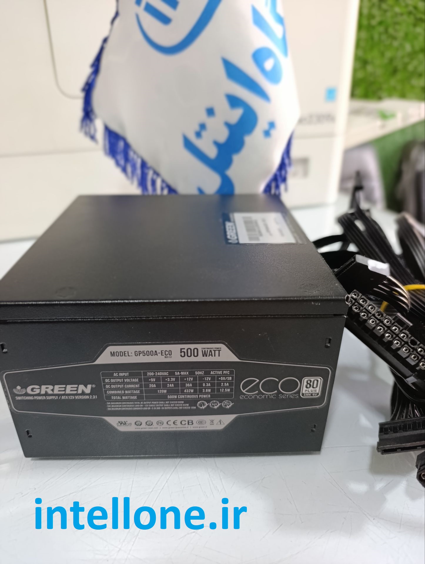 منبع تغذیه استوک کامپیوتر گرین GP500A-ECO Rev 3.1 80 Plus  توان 500 وات